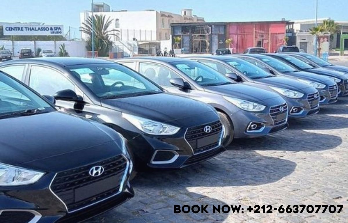 Best cars for driving in Casablanca lined up outside a Maarif rental office